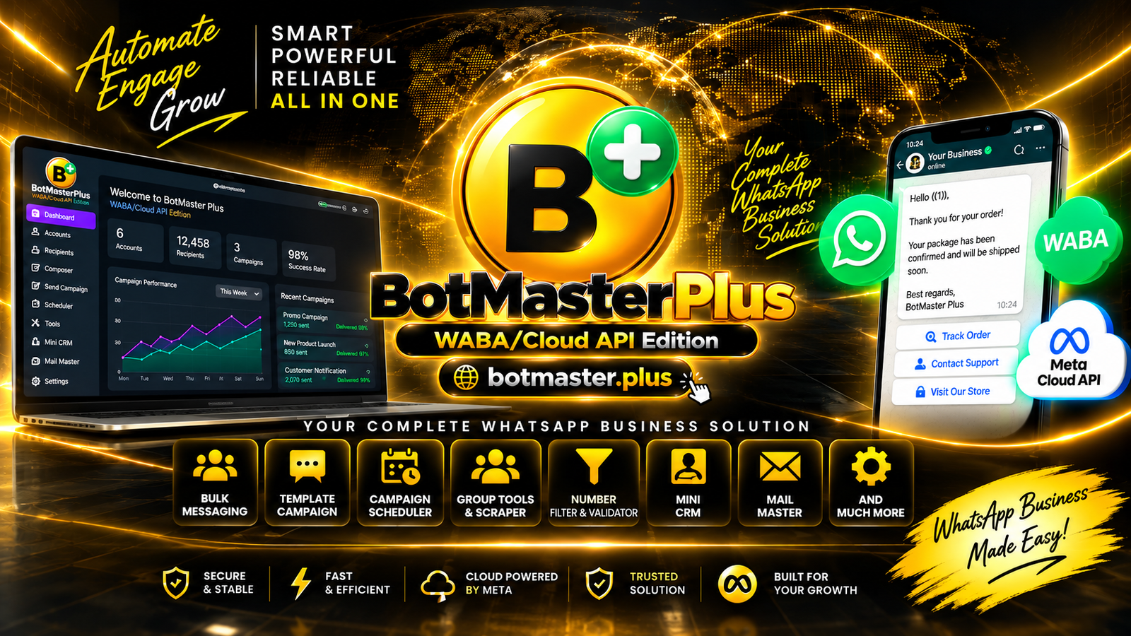 Take your WhatsApp Business communication to the next level with BotMaster Plus WABA Edition